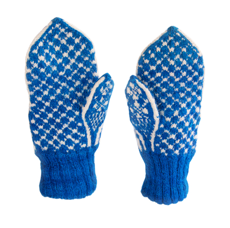 pair of mittens on a white backgroundの写真素材