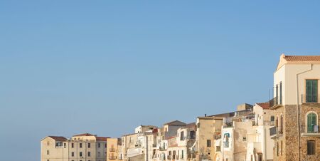 View of the coastline of houses in Cefalu