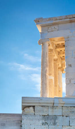 Columns of the Ionic order with cannelure, the Temple of Athena Nike Acropolis in Athens