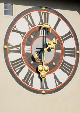 View of the clock on the Schlossberg mountain in Graz