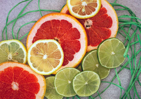 Art composition of isolated citrus slices.の写真素材