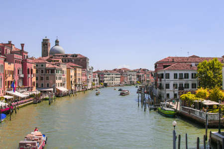 Beautiful view of Grand Canal and Basilica Santa Maria della Salute in Venice, Italyの写真素材