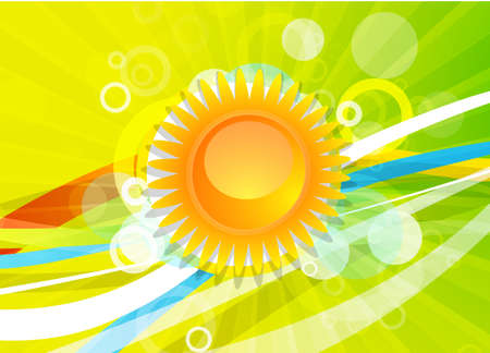 Yellow sun over striped backgroundのイラスト素材