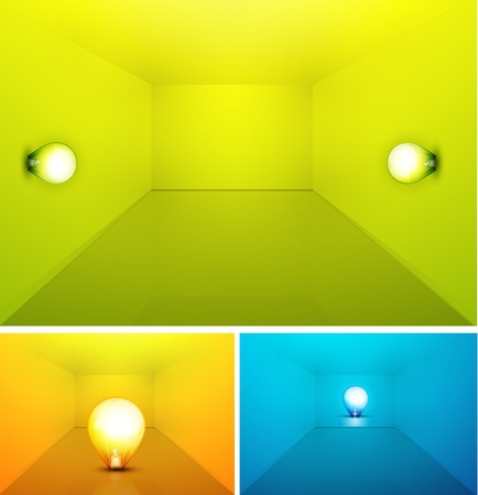 Shiny colored empty interioir with light bulbのイラスト素材