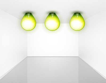 Shiny empty interioir with light bulbのイラスト素材