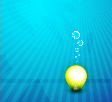 Vector light bulb in deep water conceptのイラスト素材