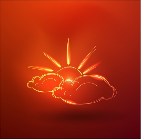 Vector hand-drawn cloud and sunのイラスト素材