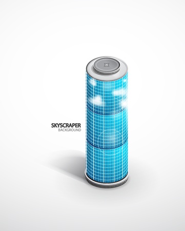 Skyscraper background with cloudsのイラスト素材