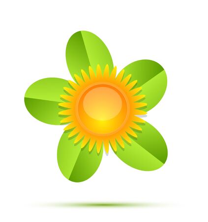 Sun and leaf conceptual icon setのイラスト素材