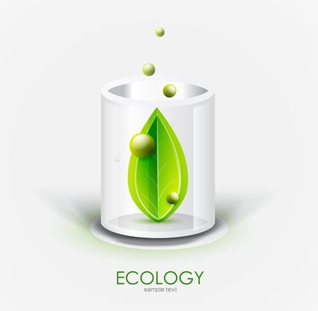 Glass vessel and leaf  Nature iconのイラスト素材