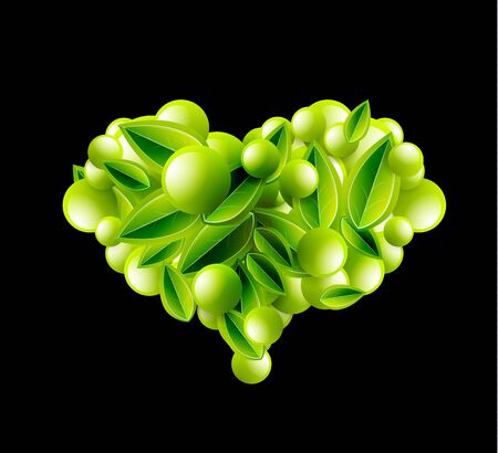 Eco love heart made of leaves  Vector environmental conceptのイラスト素材