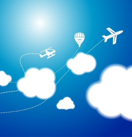 White clouds in the blue clear sky  Vector backgroundのイラスト素材