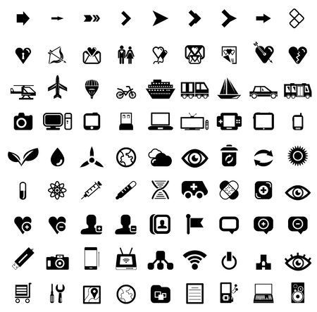 Big set of black universal web iconsの写真素材