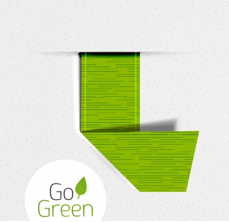 Green folded ribbon   tag   label eco designのイラスト素材