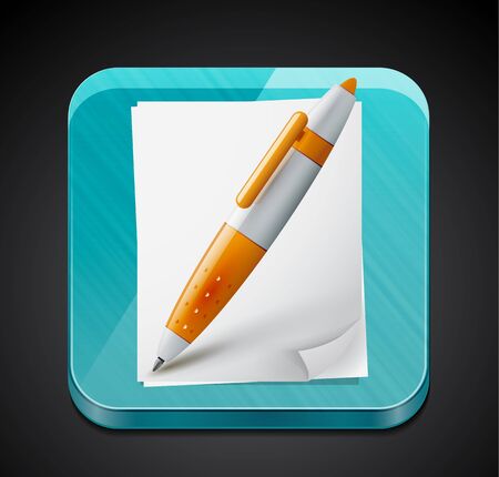 Mobile app icon - pen, pages and glass surfaceのイラスト素材