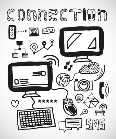 Set of hand drawn connection doodlesのイラスト素材