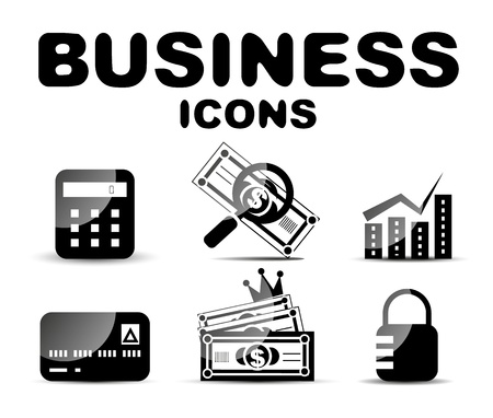 Black glossy business icon setのイラスト素材