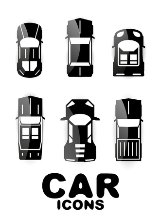 Black glossy car icon setのイラスト素材
