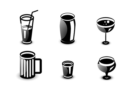 Glossy drinks and beverages icon setのイラスト素材