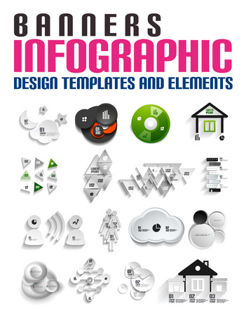 Abstract modern 3d papers banner templatesのイラスト素材