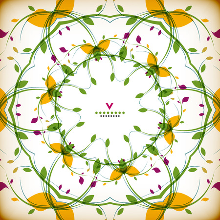 Vector vintage round floral autumn cardのイラスト素材
