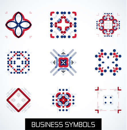 Business symbols icon set. Geometric concept for banner, background, presentation, layout templateのイラスト素材