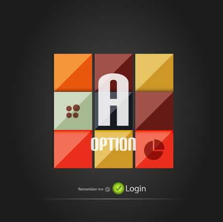 Glossy square vector option buttons for business background | numbered banners | business lines | graphic website layout vectorのイラスト素材