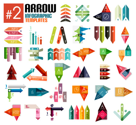 Huge set of arrow infographic templates #2 for business background | numbered banners | business lines | graphic websiteのイラスト素材