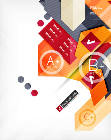 Futuristic abstract 3d infographic composition. Paper geometric shapes with options and space for text. Can be used for web banners, printed materials, business presentationsのイラスト素材