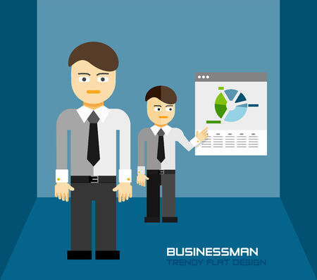 Businessman icon trendy flat design. Businessmen meeting, presentationのイラスト素材