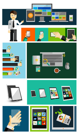 Business life and mobile devices flat concepts collectionのイラスト素材