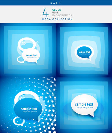 3d speech bubble design set on blue backgroundのイラスト素材