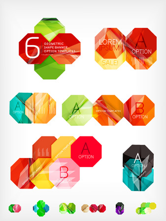 Hexagon geometric shaped web boxes. For business / technology design templates, presentations, web design and infographicのイラスト素材