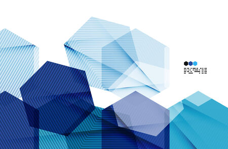 Bright blue textured geometric shapes isolated on white - modern design templateのイラスト素材