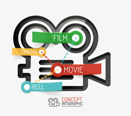 Cinema and movie infographic concept, line styleのイラスト素材