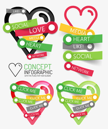 Vector social like heart infographic, tagsのイラスト素材