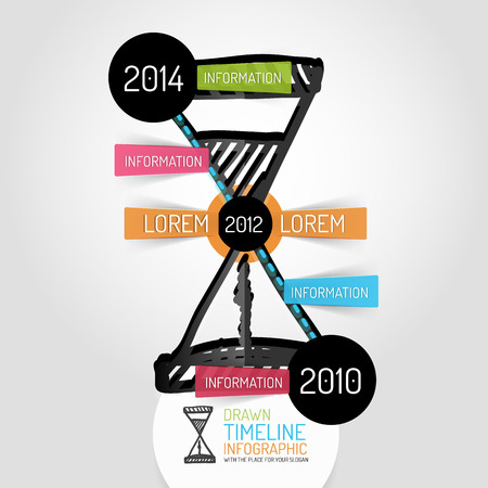 Hand drawn hourglass design and infographicsのイラスト素材