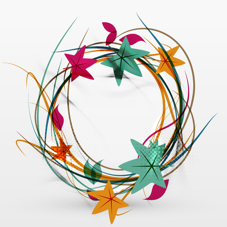 Autumn leaves and lines abstract backgroundのイラスト素材