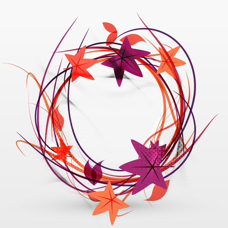 Autumn leaves and lines abstract backgroundのイラスト素材