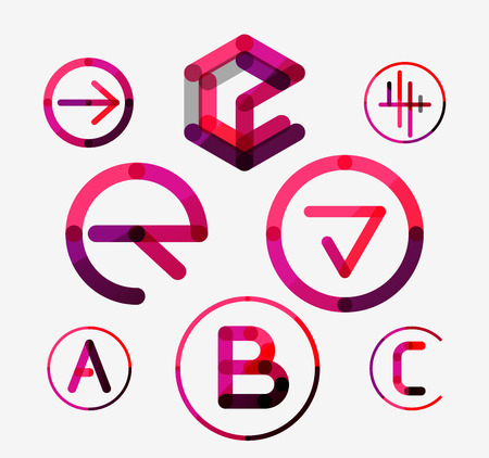 set thin line clean styleのイラスト素材