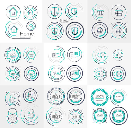 Thin line neat design large icon collectionのイラスト素材