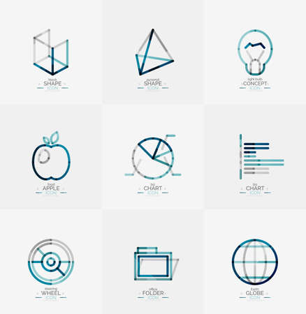 Minimal thin line design web icon setのイラスト素材