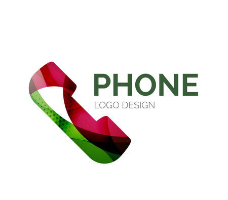 Retro phone logo design made of color piecesのイラスト素材