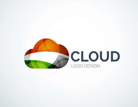 Cloud storage, flat design company , business symbol concept, minimal line styleのイラスト素材