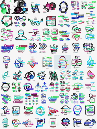 Huge mega set of infographic templatesのイラスト素材
