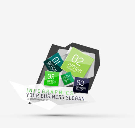 Modern polygonal origami paper infographicsのイラスト素材