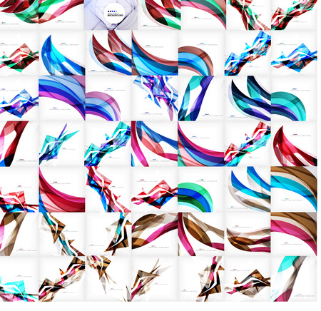 Geometric wave abstract backgrounds, vector mega collectionのイラスト素材