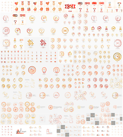 Vector mega set of linear stamp logosのイラスト素材