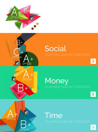 Set of infographic flat design banners with geometric diagramのイラスト素材