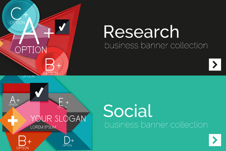 Flat design paper infographic banner setのイラスト素材